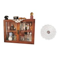 무인양품그릇장 컵선반 탁상화장품 진열대 일본식 원목 빈티지 수납함 스킨케어 구제, 가로장+레이스 천