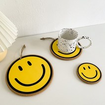 바이뷰틸리티 스마일 코르크 받침 냄비받침 컵받침 2size, 10cm
