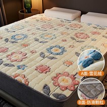 자가 발열 토퍼 매트 양털 이불 돌침대용 돌침대 흙 침대 위 양면 극세사 바닥 양모 9, 【보온을 위해 벨벳을 추가】해바라기, 200220cm3중 농축 및 물세탁 가능