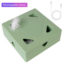 고양이장남감 고양이키우기 전기 장난감 자동 깃털 장난감 매직 박스 인터랙티브 운동 스틱, USB 녹색