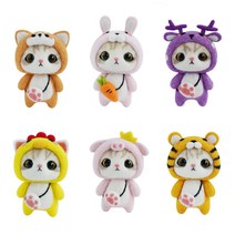 니들 양모 펠트 고양이 인형 반려동물 만들기 DIY 세트, 토끼고양이