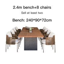 야외 테이블 세트 테라스 정원 소파 간단한 야외 정원 식탁 세트 4-8 의자 캠프 하이 레그 레저 의자 등나무 파티오 가구 세트 큰 아파트, 2.4m 벤치 세트