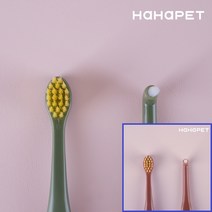 하하펫 반려동물 듀얼모 강아지칫솔 1+1, 브라운1+그린1