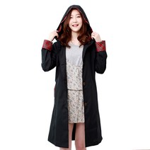 네츄럴파크 블랙 엔 레드체크 레인코트 여성 우비