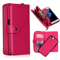 YXAYN 분리형 지퍼 플립 가죽 지갑 케이스 IPHONE12 미니 11 프로 최대 XS XR 7 8 플러스 핸드백, For iPhone 12 Mini|Rose Red