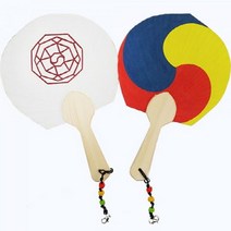 1+1 (OR) 전통한지부채 원형잎문양 태극부채, 1+1)2개