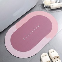 [1+1] 꽃무늬 논슬립패드로 화장실 발 매트 주방 현관 싱크대 발판 set, 핑크(1+1)