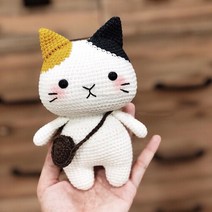 Cilicili diy 뜨개질 코바늘 인형뜨기 손망뜨개 망스티치 귀여운 동물 인형 만들기 집콕 취미생활, 노랑귀 고양이 재료세트개