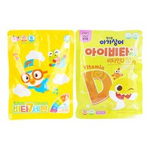 뽀로로 비타세븐 + 핑크퐁 아기상어 아이비타D+아연, 뽀로로 비타세븐 40정X1팩+핑크퐁비타민D 40정X1팩