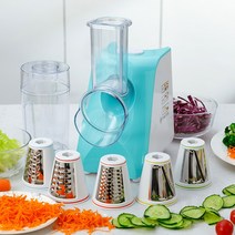 자동 야채 슬라이스 채칼 다지기 슬라이서 오토 강판 채썰기, 하늘색