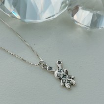 silver925.럭셔리 이태리 박스체인 루이 패턴 토끼 러블리 데일리 박스체인 목걸이(실버)