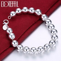 여성은팔찌 실버 DOTEFFIL925 스털링 10mm 할로우 볼 비즈 체인 팔찌 여성용 매력 웨딩 약혼 파티 쥬얼리
