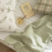 데코뷰 컴포트 올리브리프 리플2겹 여름이불세트 SS