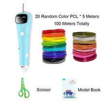 3d 펜 3디 펜 매직 가정용 프린터 쓰리디 추천 pen 라지 온도 Veiigheid 3D 인쇄 충족 Kleurrijke 무독성 Pcl 필라멘트 크리 에이 티브 선물 3D, 블루 100미터 PCL