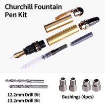 Churchill 만년필 키트 크롬 도금 Diy 액세서리 목공을위한 Woodturning 펜, 04 1 Pack Kit and Tool