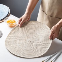 로즈랩 북유럽 식탁 단열 매트 원형 아이보리 38cm 4개입, 아이보리 4P