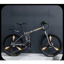 shike 접이식 산악자전거 크로스컨트리 24인치대 출근길 카레이싱 성인 대학생 여남, 26인치 21속, 스포크 휠-화이트블랙