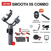 미러리스 짐벌 dji 핸드폰 3축 휴대폰 스마트폰 팔로우캠Zhiyun-Smooth 5s 3 축 핸드헬드 스마트폰 짐벌 스태빌라이저 사진 키트 아이폰/샤오미/삼성/화웨이 pk 스무, 16 5S combo K6