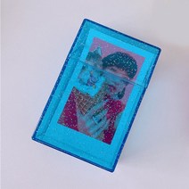 포카홀더 3 인치 빛나는 투명 Photocard 홀더 Instax 사진 앨범 스토리지 박스 홈 그림 케이스 이름 카드 ID, 01 파란