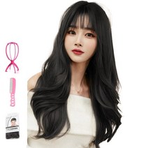 가발위드 긴머리 웨이브 투톤 여성 통가발-페르틸1개+가발걸이1개+가발전용빗1개+가발망1개 세트상품, 1개, 블랙브라운