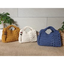 [DIY패키지] 퍼프무늬 사각 스퀘어백 코바늘 가방 만들기, 코랄, 슈렁큰 가죽라벨 길쭉, 블랙브라운-블랙브라운