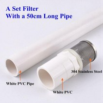 농업용 여과기 20 50mm 304 스테인레스 스틸 필터 PVCUPVC 파이프 세트 수족관 물고기 탱크 워터 펌프 입구 튜브 정원 관개, 40mm+With a White Pipe