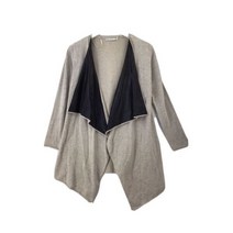 ZARA 인조 가죽 디테일의 오픈 프론트 카디건 라펠 사이즈 라지 니트 스웨터