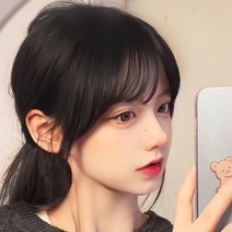 자연스런 통커버 정수리 부분가발 C 여성 학생 고열사 앞머리 볼륨가발 여성웨이브가발 똑딱이부분가발 원형탈