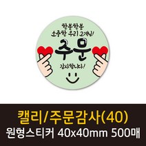 공작소 인스40-캘리-주문감사 스티커 서비스 리뷰 배달 뇌물 스티커, 500매, 캘리/주문감사(40)-파스텔그린