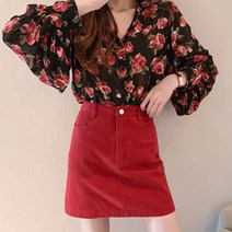 TQ 루즈핏 빈티지 플라워 쉬폰 블라우스 TQ0396