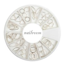 네일 스톤 파츠 세트 / 네일스톤 네일파츠 스터드 모음, 1개, [no. 033]  프레임파츠 - 실버