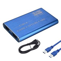 [해외]4K HDMI 게임 비디오 캡처 카드 USB3.0 1080P 그래버 동글 OBS 캡처 용 HDMI 캡처 카드 게임 캡처 카드 라이브 스트리밍, 푸른