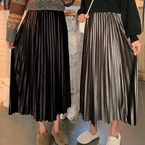 팩투코 밸벳 플리츠 롱스커트 여자 롱치마 주름치마