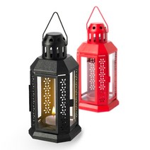 ENRUM 티라이트 홀더 미니양초 랜턴 + 양초 2ea, 레드