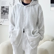 기모 오버핏 투웨이 후드집업 그레이 블랙 빅사이즈
