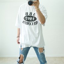 여름 시원한 박스 오버핏 롱 빅사이즈커플 반팔티셔츠