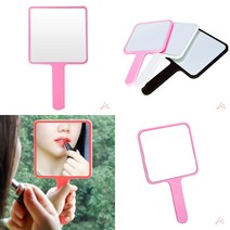 평면 사각손거울 핑크 손잡이거울 손거울