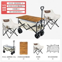 야외 접이식 캠핑 카트 트레일러 피크닉 트롤리 휴대용 웨건, 21.카트 테이블 의자 2 +그물가방
