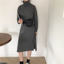 NewCare 여성 니트 롱원피스 목폴라 골지원피스 데일리 룩