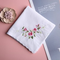 손수건앞치마 아사면 하얀 꽃무늬 자수 일본 면 Hemuji Suxiu 닦음 땀 골동품