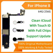 아이폰 8 용 플레이트 메인 보드 언락 마더 터치 ID 포함/불포함 로직 풀 칩 지원 IOS 업데이트, 05 64GB White TouchID