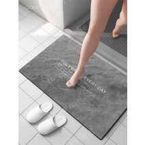 TuesBelle 속건성 규조토 미끄럼방지 욕실 발매트, 그라트그레이 에브리데이[스퀘어]