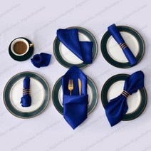 12pcs Hemstitched 광장 냅킨 30x30cm 새틴 칵테일 냅킨 부드러운 주방 저녁 식사 냅킨 파티 웨딩 테이블 천, royal blue