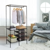 오픈형 조립식 행거 철제 드레스룸 헹거 고정 2단 렉, 싱글 화이트