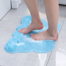 소프트 실리콘 게으른 사람 발 때밀이 신기 때밀이 마사지 패드 발바닥 청소 패드 욕실 라지 빨판 미끄럼 방지 패드 신신살롱 간편하고 쉬운 발세척 매트, 푸른 색