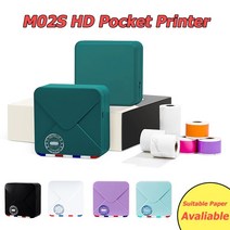 포토프린터 핸드폰 사진 출력기 인화기 미니 포토 프린터 phomemo m02s 304dpi mini impresora pocket color printer 블루투스 열 휴대용, 하트 3롤
