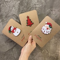 [당일발송] 메리 크리스마스 카드 성탄 축하카드 산타 루돌프 트리 엽서 머리띠 세트, 루돌프 머리띠 솜털(레드), 크리스마스 카드 트리