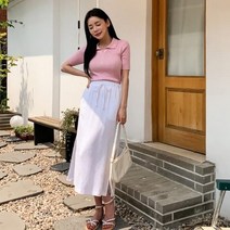 바보사랑 여성 레하즈 린넨 옆트임 밴딩 롱 스커트.디작소