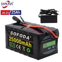 전기자전거배터리 용량 표시기가있는 6s4p 24v 25ah 18650 리튬 25.2v 오토바이 리튬 이온 팩, 빨간색
