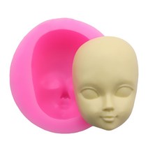식품 등급 실리콘 3D 아기 얼굴 소녀 머리 모양 DIY 초콜릿 곰팡이 퐁당 사탕 비누 폴리머 점토 제작 금형 장식 베이킹 도구, 분홍색